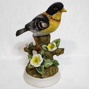 Vintage Porcelain Angeline Original Figurine Parula Warbler Bird On Branch